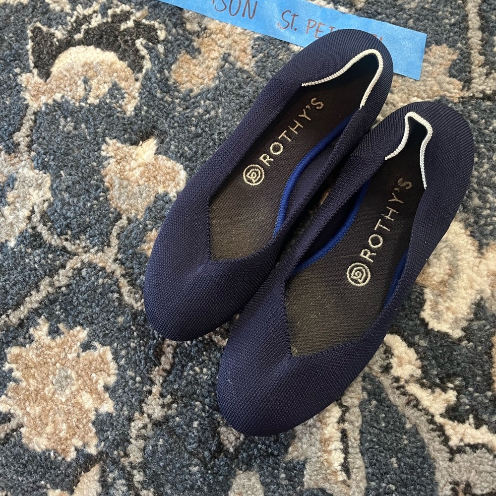 Rothy's Navy Blue Knit Ballet Flats